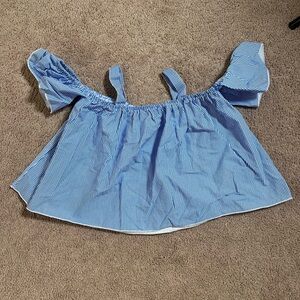 Blue Striped Off-Shoulder Women's Top